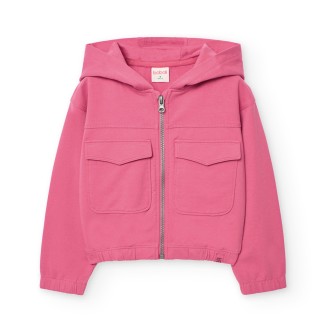 Mikina na zips s kapucňou Boboli - ružová