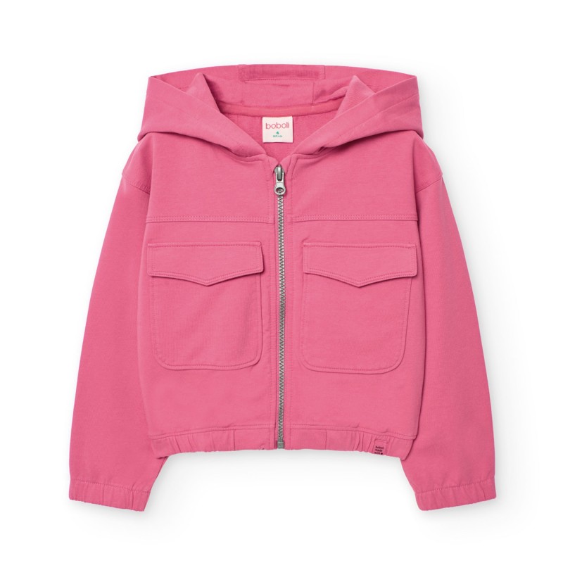 Mikina na zips s kapucňou Boboli - ružová
